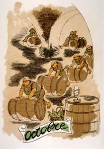 Humorvolle Wein-Illustration 1946. Illustration von Julien Pavil