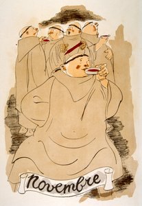 Humorvolle Weinillustration 1946. Illustration von Julien Pavil von Julien Pavil