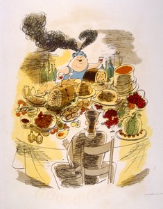 Humorvolle Weinillustration 1946. Illustration von Julien Pavil