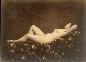 [Weiblicher Akt, liegend, im Profil]