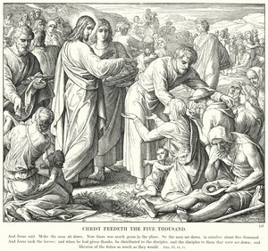 Christus speist die Fünftausend (Gravur) von Julius (after) Schnorr von Carolsfeld