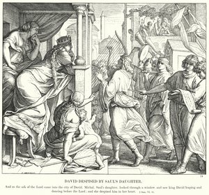 David wird von Sauls Tochter verachtet von Julius (after) Schnorr von Carolsfeld