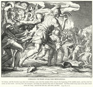 Gideons Sieg über die Midianiter (Gravur) von Julius (after) Schnorr von Carolsfeld