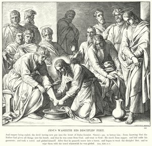 Jesus wäscht die Füße seiner Jünger (Stich) von Julius (after) Schnorr von Carolsfeld