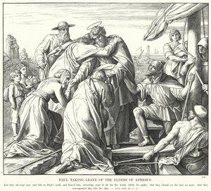 Paulus verabschiedet sich von den Ältesten von Ephesus (Gravur) von Julius (after) Schnorr von Carolsfeld