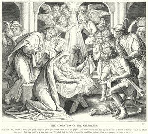 Die Anbetung der Hirten von Julius (after) Schnorr von Carolsfeld