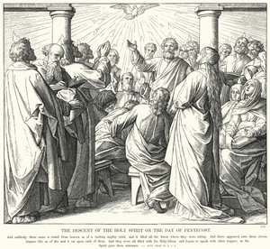 Die Herabkunft des Heiligen Geistes am Pfingsttag von Julius (after) Schnorr von Carolsfeld