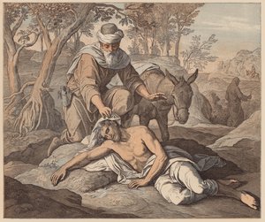 Der barmherzige Samariter, Lukas 10, 33-34 von Julius (after) Schnorr von Carolsfeld