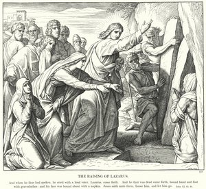 Die Auferweckung des Lazarus (Gravur) von Julius (after) Schnorr von Carolsfeld