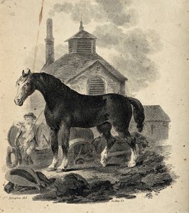 Ein Brauereipferd vor dem Wagen mit dem Fuhrmann von Julius Caesar Ibbetson