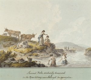 Sommervergnügen, zufällig im Fluss Dovey bei Mallwyd, Montgomeryshire entdeckt von Julius Caesar Ibbetson