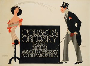Korsetts Obersky. Paris - Berlin. Arnold Obersky, Potsdamerstr. 75, 1912 von Julius Klinger