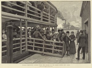 Russische Emigranten landen vom Tender am Barge Office, New York