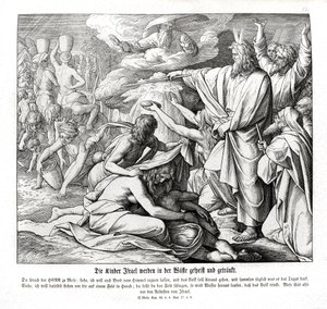Die Israeliten erhalten Nahrung in der Wüste, Exodus von Julius Schnorr von Carolsfeld