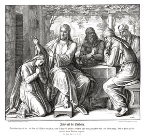 Jesus und die sündige Frau, Evangelium nach Lukas von Julius Schnorr von Carolsfeld
