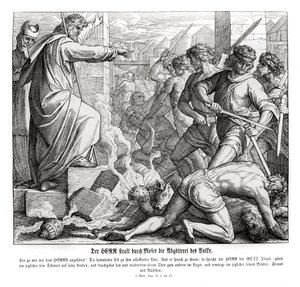 Moses bestraft das Volk für seinen Götzendienst, Exodus von Julius Schnorr von Carolsfeld