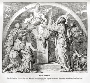 Noahs Dankopfer nach der Flut, Genesis von Julius Schnorr von Carolsfeld