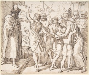 Das Martyrium der sieben Brüder; Rückseite: Skizze von zwei ringenden Männern (?) von Julius Schnorr von Carolsfeld