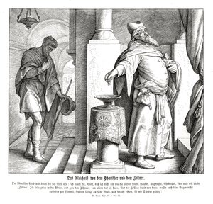 Der Pharisäer und der Zöllner, Evangelium nach Lukas von Julius Schnorr von Carolsfeld