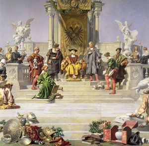 Patronage der Künste durch das Haus Habsburg: mittlerer Teil eines Deckenbildes, 1891