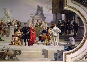 Patronage der Künste durch das Haus Habsburg: linker Teil eines Deckenbildes, 1891