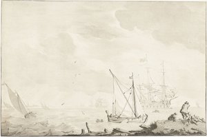 Kriegsschiff am Strand