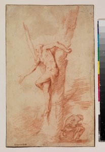 Mann an einen Baum gebunden und eine ruhende Figur, 1630-35