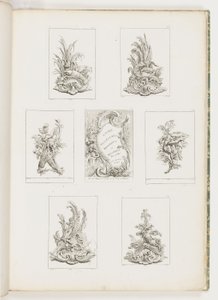 Ornamententwurf mit Krebs-Motiv, Tafel 14 in Livre des Légumes (Serie von Gemüseornamenten) von Juste Aurèle Meissonnier