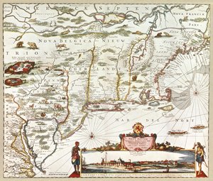 Die Novi Belgii Karte von New York, New Jersey und Pennsylvania