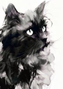 Geheimnisvolles Schwarzes Katzenporträt