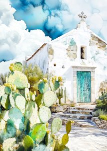 Weiße Kapelle Kaktusblick von Justyna Jaszke