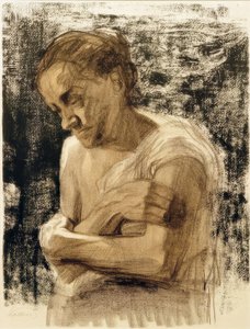 Halbfigur einer Frau mit verschränkten Armen von Käthe Kollwitz