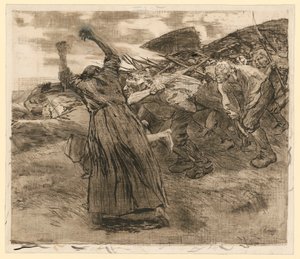 Losbruch (Blatt 5 aus Bauernkrieg, 5. Zustand) von Käthe Kollwitz