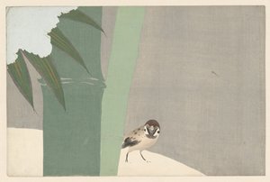 Bambus im Schnee, 1909 (Holzschnitt) von Kamisaka Sekka