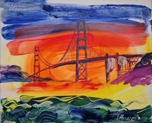 Dramatischer Golden Gate Sonnenuntergang von Kanat Ibragimov