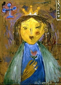 Expressionistische Königin mit Blume