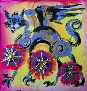 Launische blaue Katze