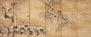 Vögel in der Landschaft, erste Hälfte des 17. Jahrhunderts von Kano Naonobu