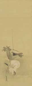 Reiher und Lotus, Edo-Periode, Mitte 17. bis Anfang 18. Jahrhundert