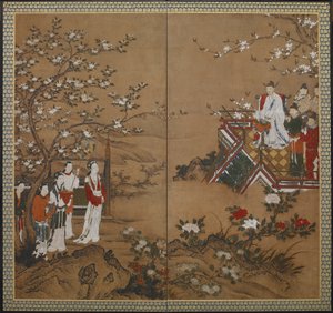 Der chinesische Kaiser Ming Huang und Yang Kuei-fei, Edo-Zeit, frühes 17. Jahrhundert