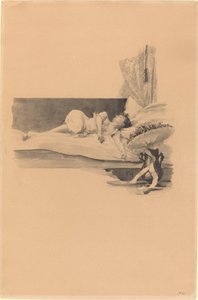 Illustration für "Jestrab Kontra Hrdlicka, XXII" (Mädchen schläft auf einem Bett) von Karel Vitezslav Masek