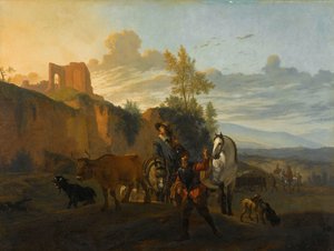 Italienische Landschaft mit Soldaten