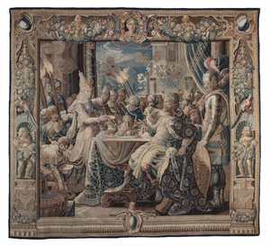 Kleopatra unterhält Antonius; Wandteppich, um 1640