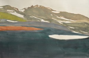 Verschneiter Bergseeblick von Karin Bos