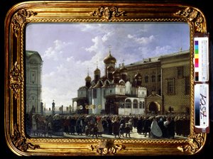 Osterprozession an der Mariä-Verkündigungs-Kathedrale in Moskau