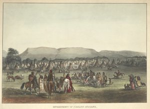 Lager der Piekann-Indianer, veröffentlicht 1842 von Karl Bodmer