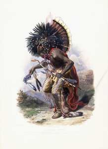 Pehriska-Ruhpa, Moennitarri-Krieger im Kostüm des Hundetanzes, 1840