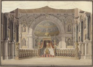 Agnes von Hohenstaufen. Oper von Gaspare Spontini. Entwurf zur 1. Dekoration. Kaisersaal von Karl Friedrich Schinkel