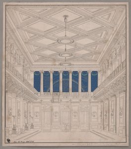 Berlin. Schauspielhaus auf dem Gendarmenmarkt, Konzertsaal. Dekoration zum Fest der Naturforscher von Karl Friedrich Schinkel