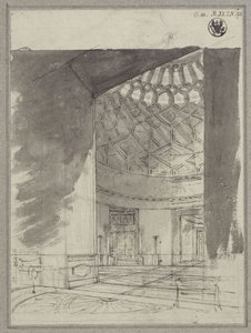 Englisches Landhaus. Blick in den Kuppelraum mit Kassettierung